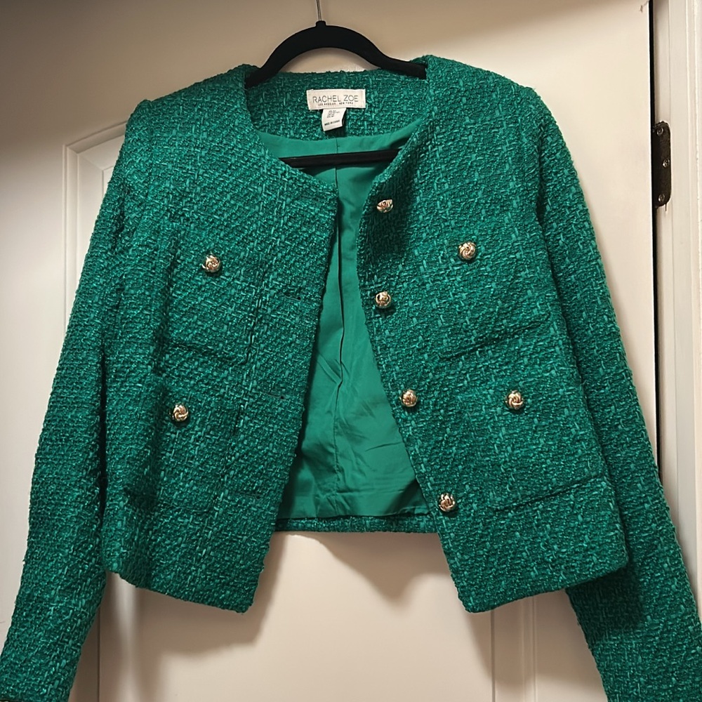 Rachel Zoe Emerald Tweed Blazer